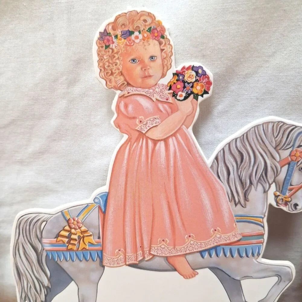 Vintage KIDOODLES Vinyl Cling Doll Girl on Horse 4 Clothing Sets Peck Aubry 1996